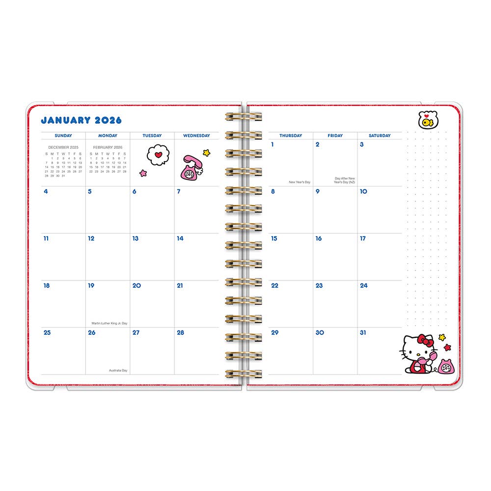2026 Hello Kitty Playful Pink Deluxe Compact Flexi Planner