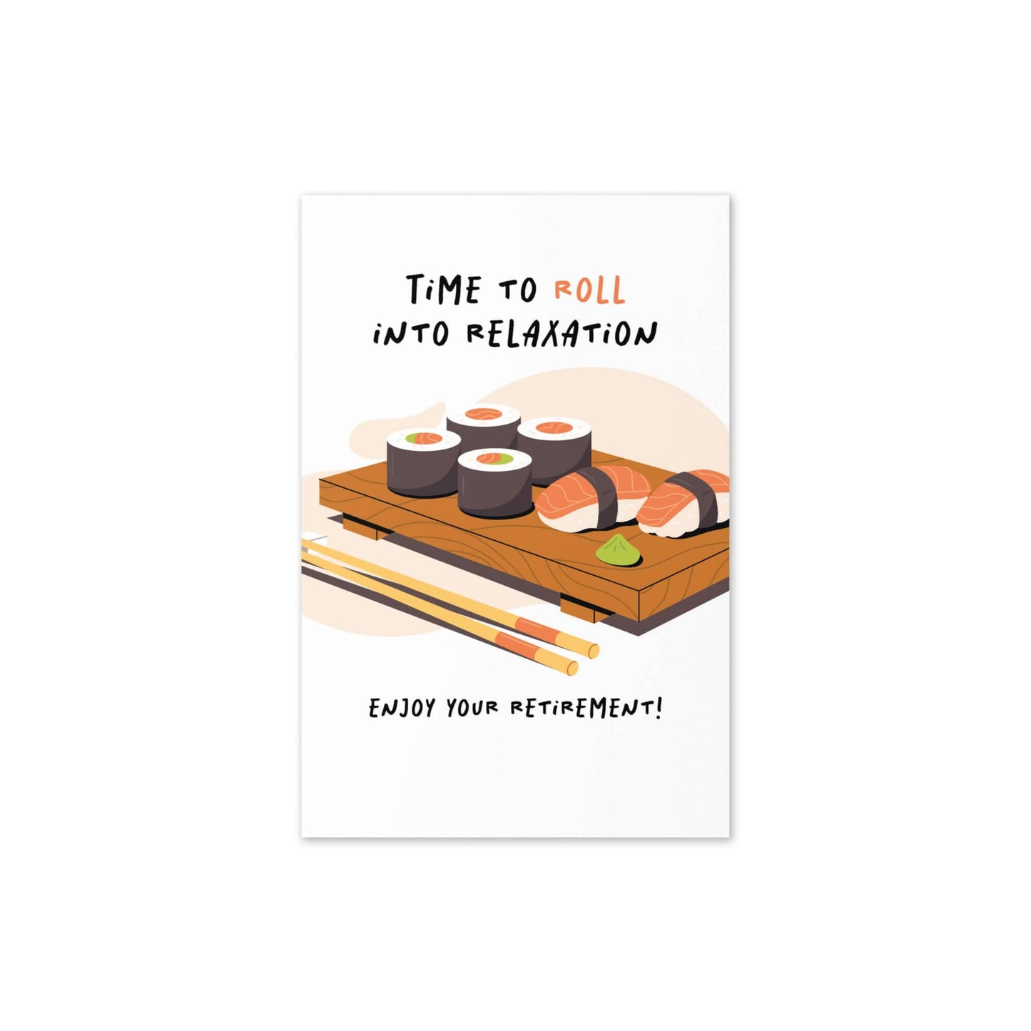 Time to Roll Funny Retirement Cards | Japanese Maki Sushi Nigiri Food Greetings