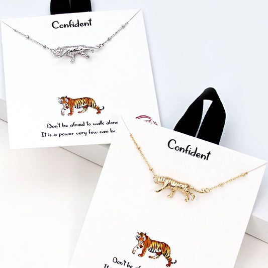 Gold-Dipped Tiger Figurine Pendant Necklace