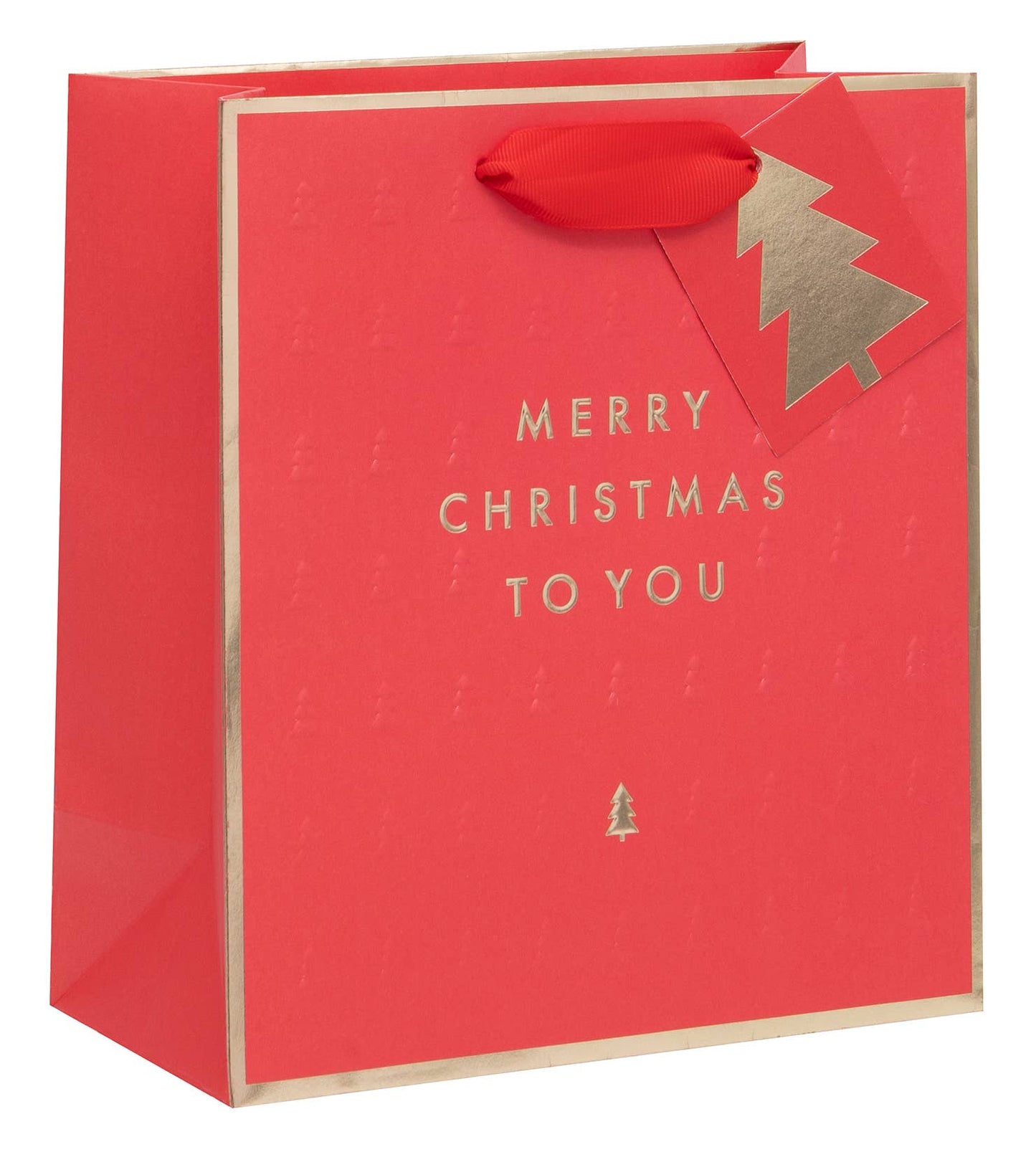BAG MEDIUM MERRY EMBOSSED TREES