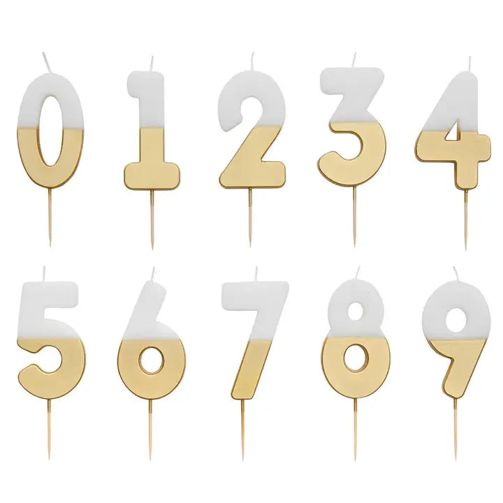 Number Candle - White & Gold, 0-9