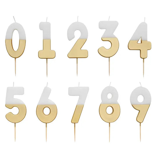 Number Candle - White & Gold, 0-9