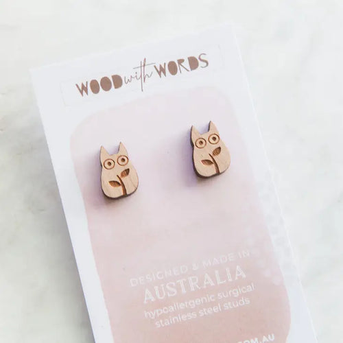 Chibi Totoro Wooden Stud Earrings - Front & Company: Gift Store