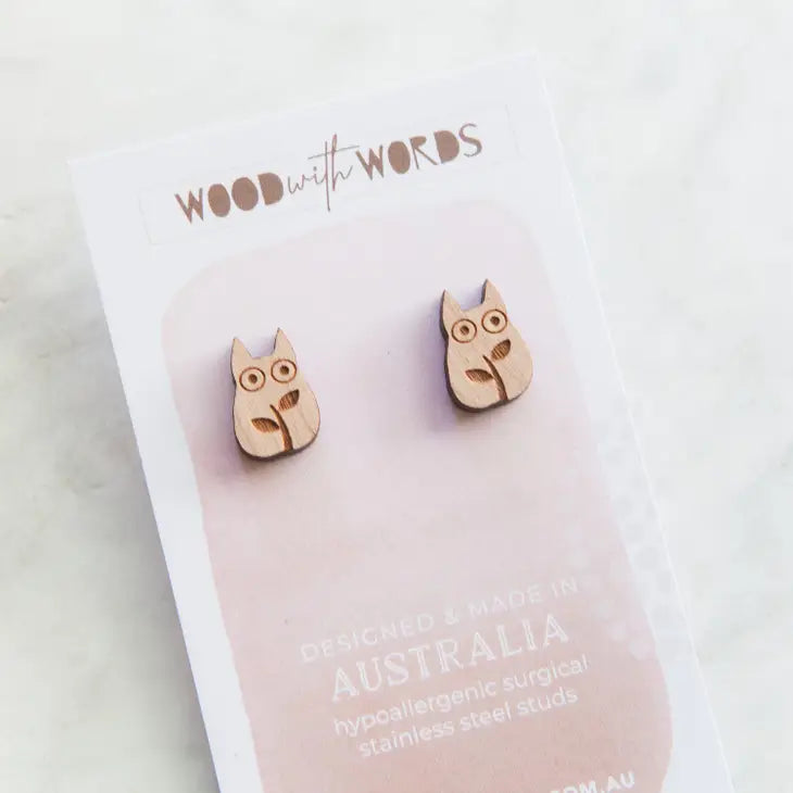 Chibi Totoro Wooden Stud Earrings