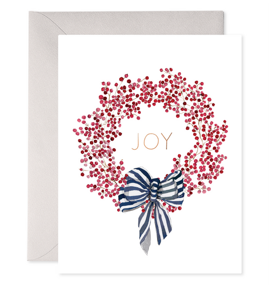 Red Berry Wreath | Joy Christmas Cards