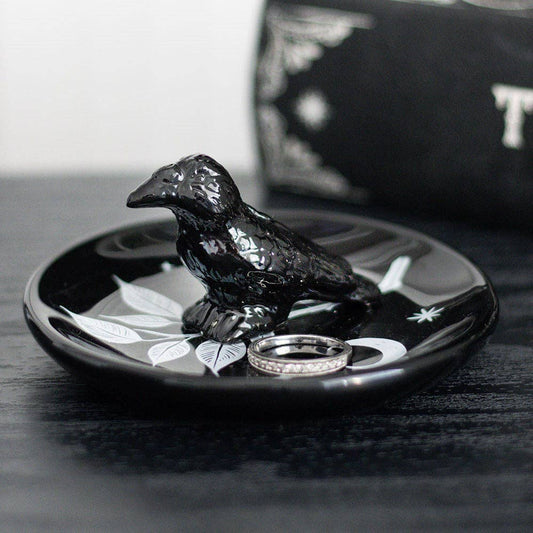 Mystic Raven Gothic Halloween Trinket Dish