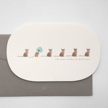 Load image into Gallery viewer, letterpress happy paws card - I&#39;m so lucky to have you
