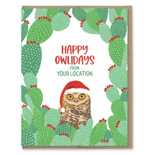 Load image into Gallery viewer, Custom Holiday Card - Owl and Cactus
