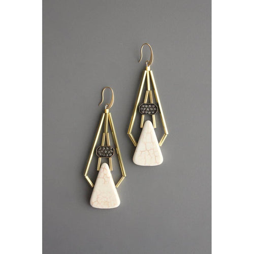 YSME43 ArtDeco rhinestone and white stone earrings - Front & Company: Gift Store