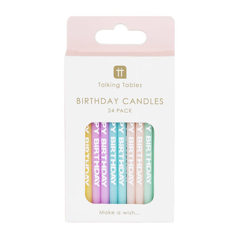 Pastel Happy Birthday Printed Cake Candles | 24 Pack | - Front & Company: Gift Store