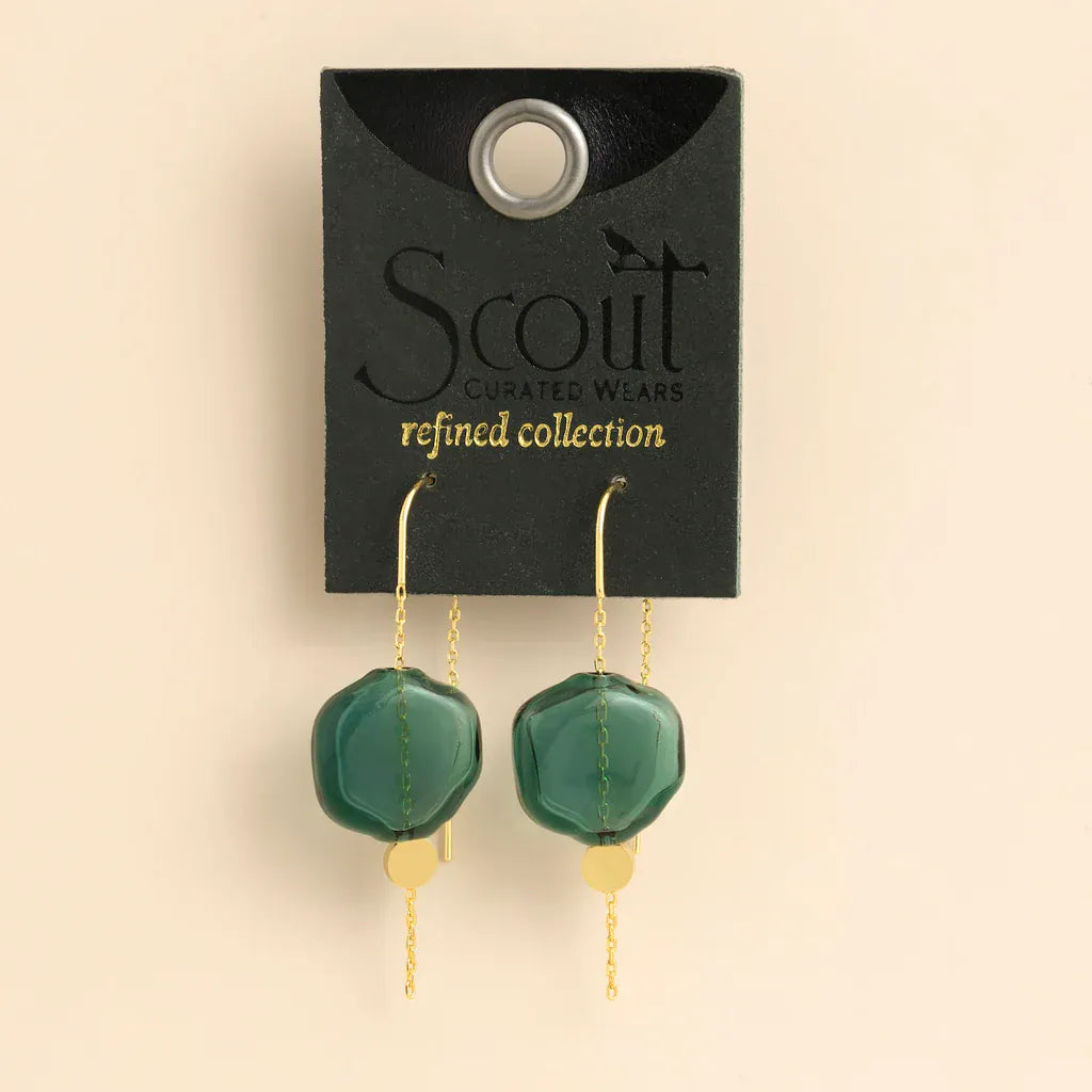 Refined Glass Organic Threader Teal/Gold
