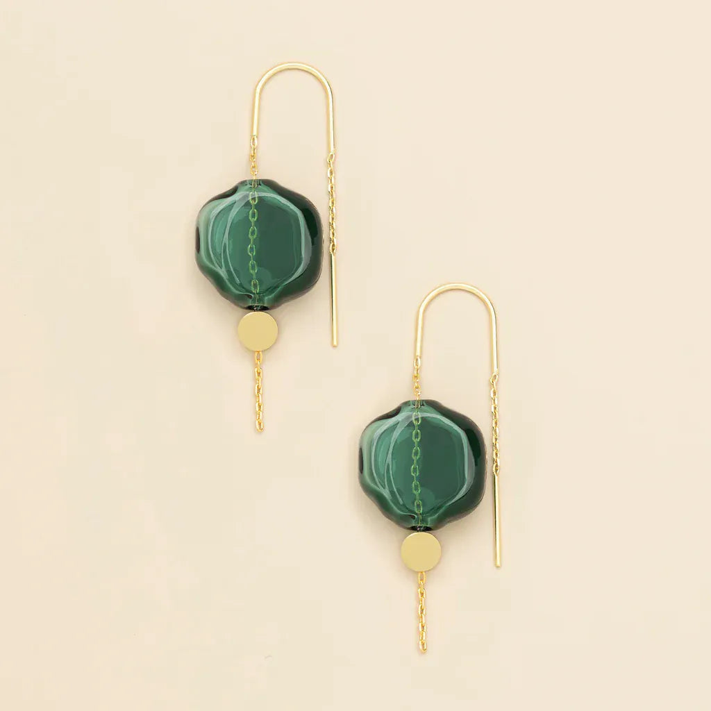Refined Glass Organic Threader Teal/Gold