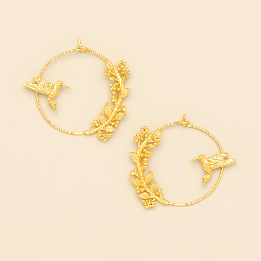 Refined Icon Hummingbird Hoop Gold