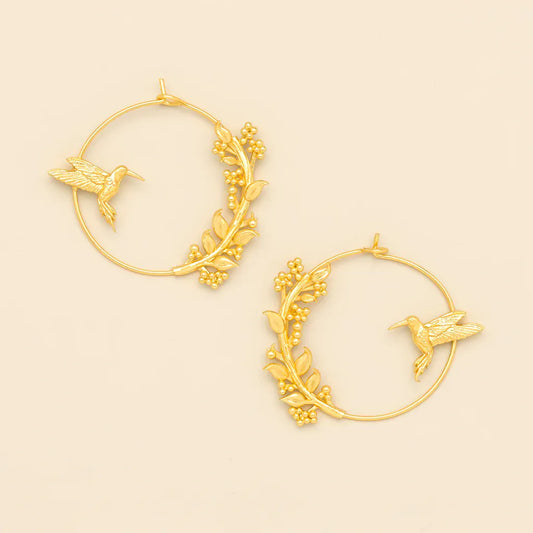 Refined Icon Hummingbird Hoop Gold
