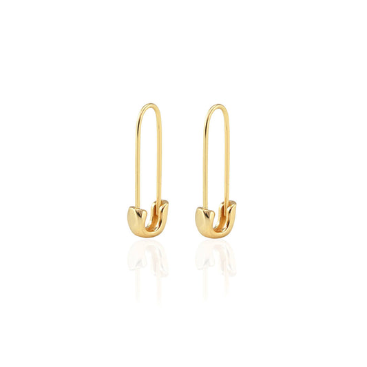 Safety Pin Hoop Earrings 18K Gold Vermeil