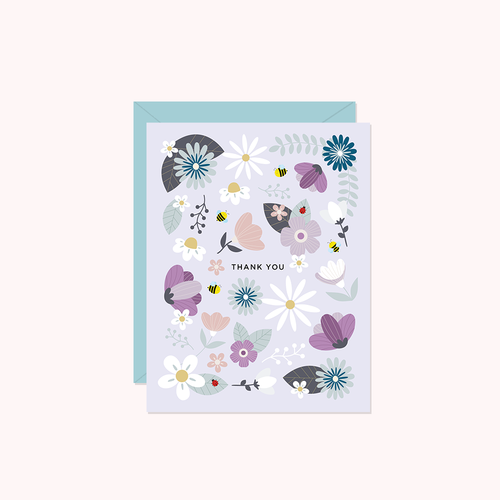 Thank You (Lilac Floral) | Greeting Card - Front & Company: Gift Store