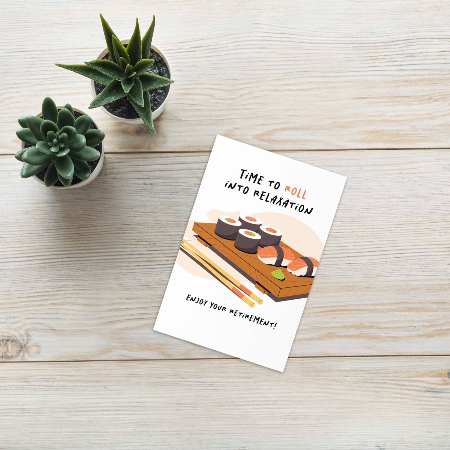 Time to Roll Funny Retirement Cards | Japanese Maki Sushi Nigiri Food Greetings