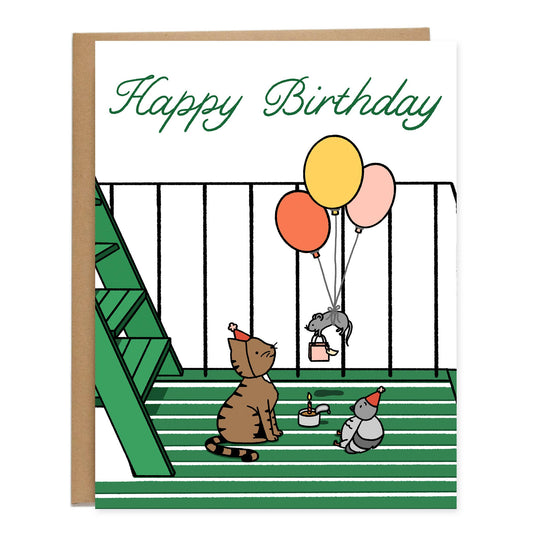 Fire Escape Birthday Party Card