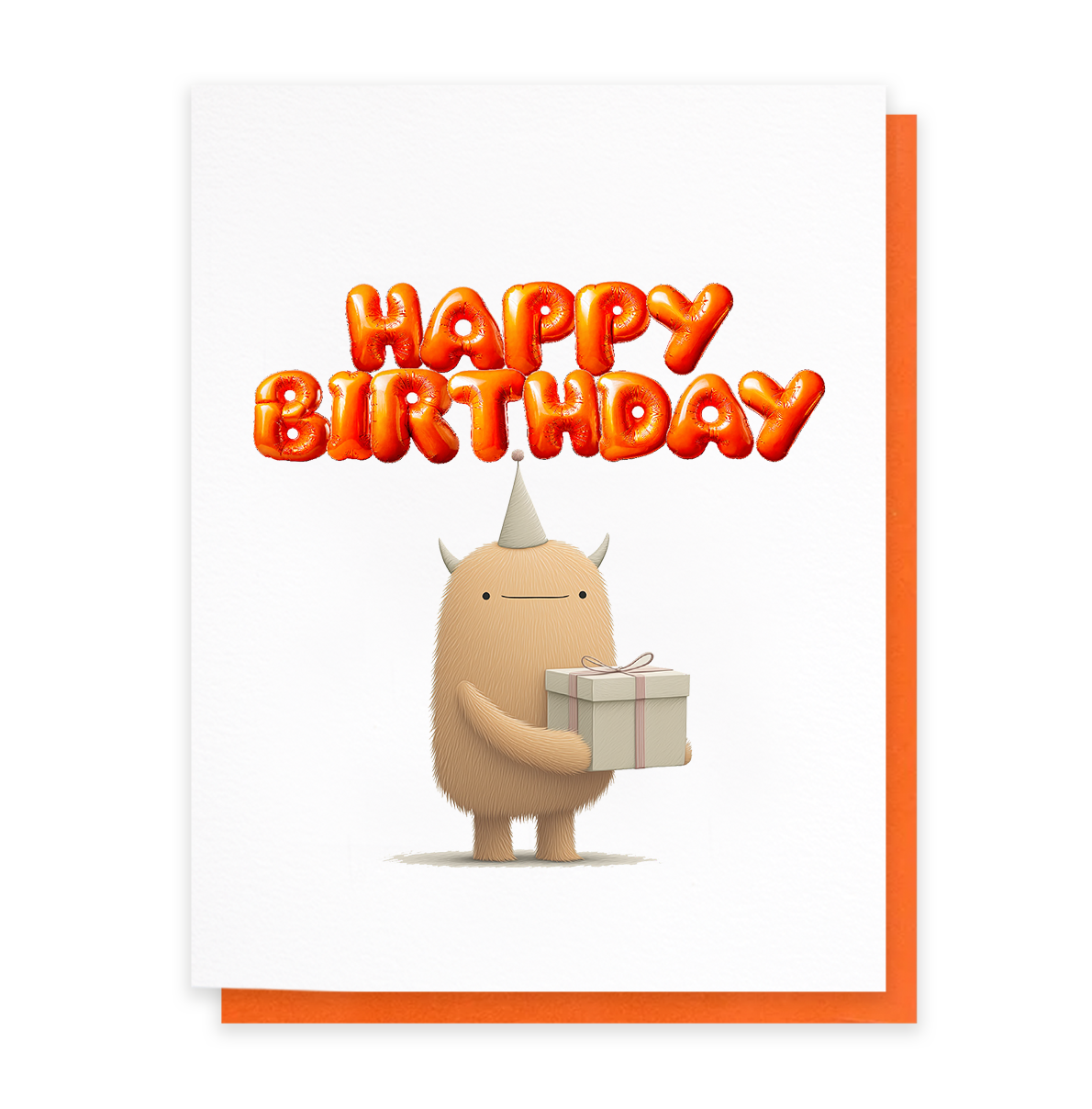 Orange Birthday Monster, Cute Birthday Greeting Card