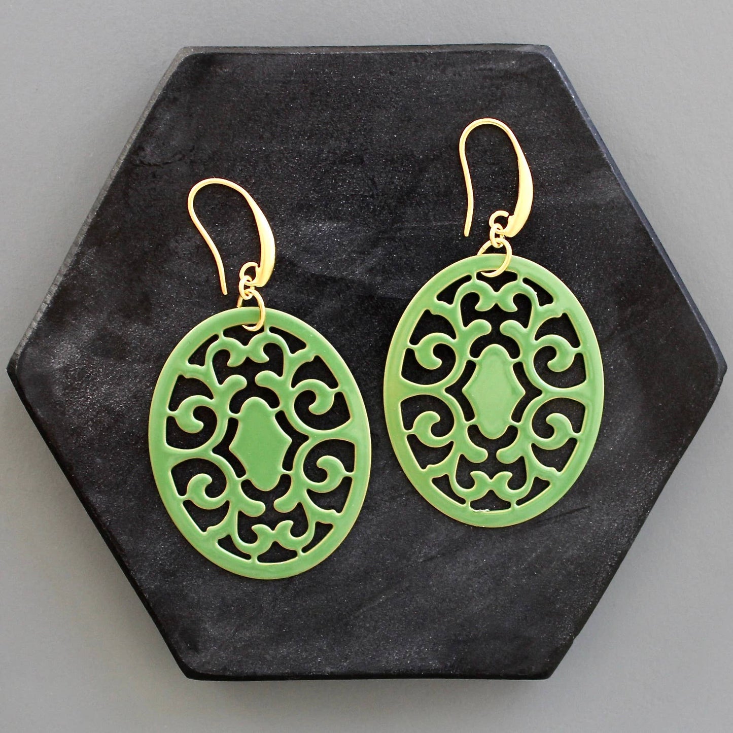 KYLE37 green enameled earrings