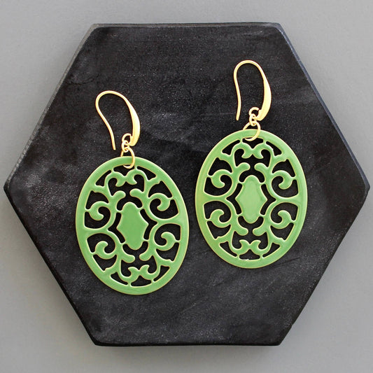 KYLE37 green enameled earrings