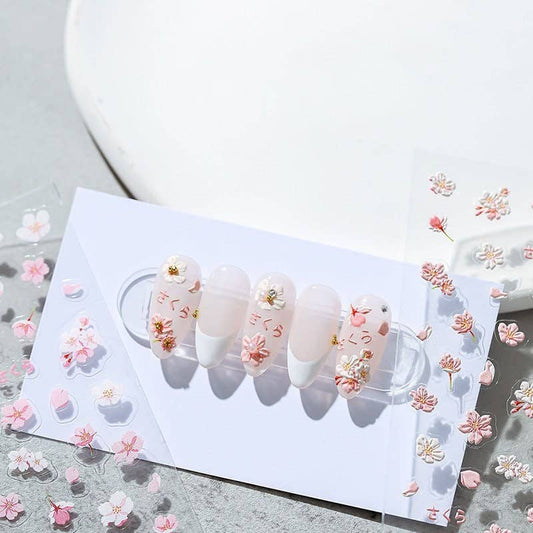 Elegant Pink Cherry Blossom Spring Nail Stickers