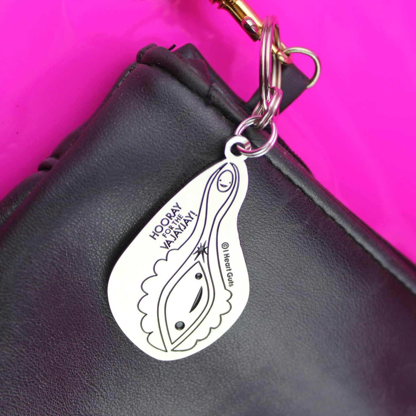 Vagina+Vulva Keychain With Sparkly Clit Face