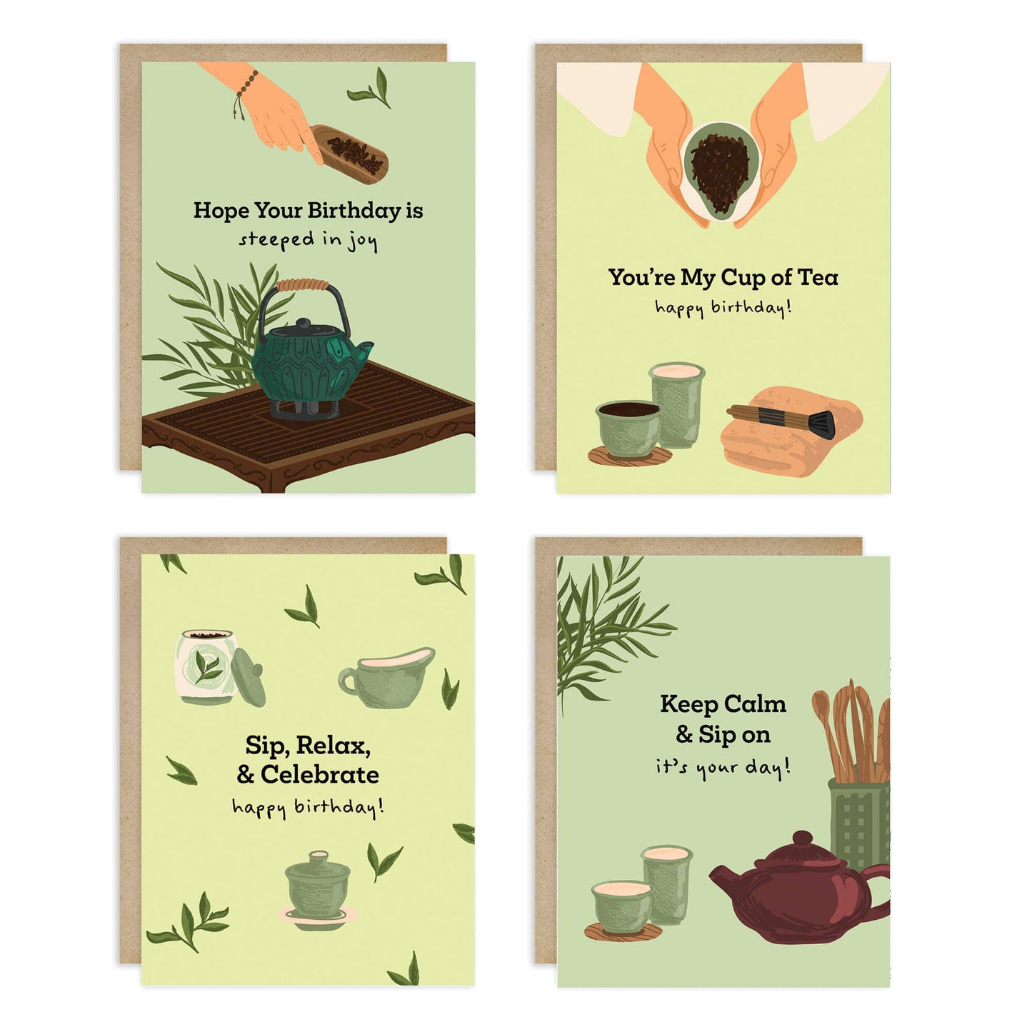 Green Tea  Assorted Birthday Cards