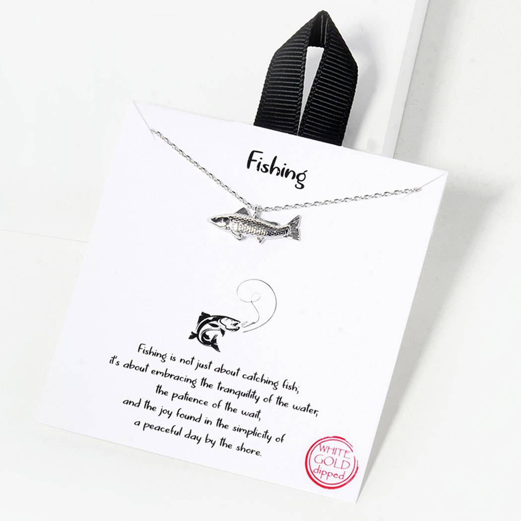 18K Gold White Gold Dipped Fish Necklace