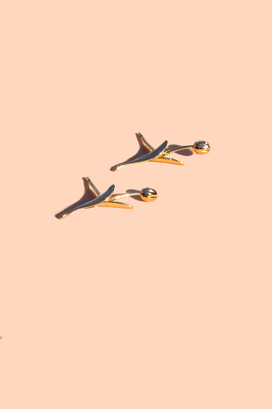 Holland Tulip Studs - 18K Gold Plated or Silver Rhodium