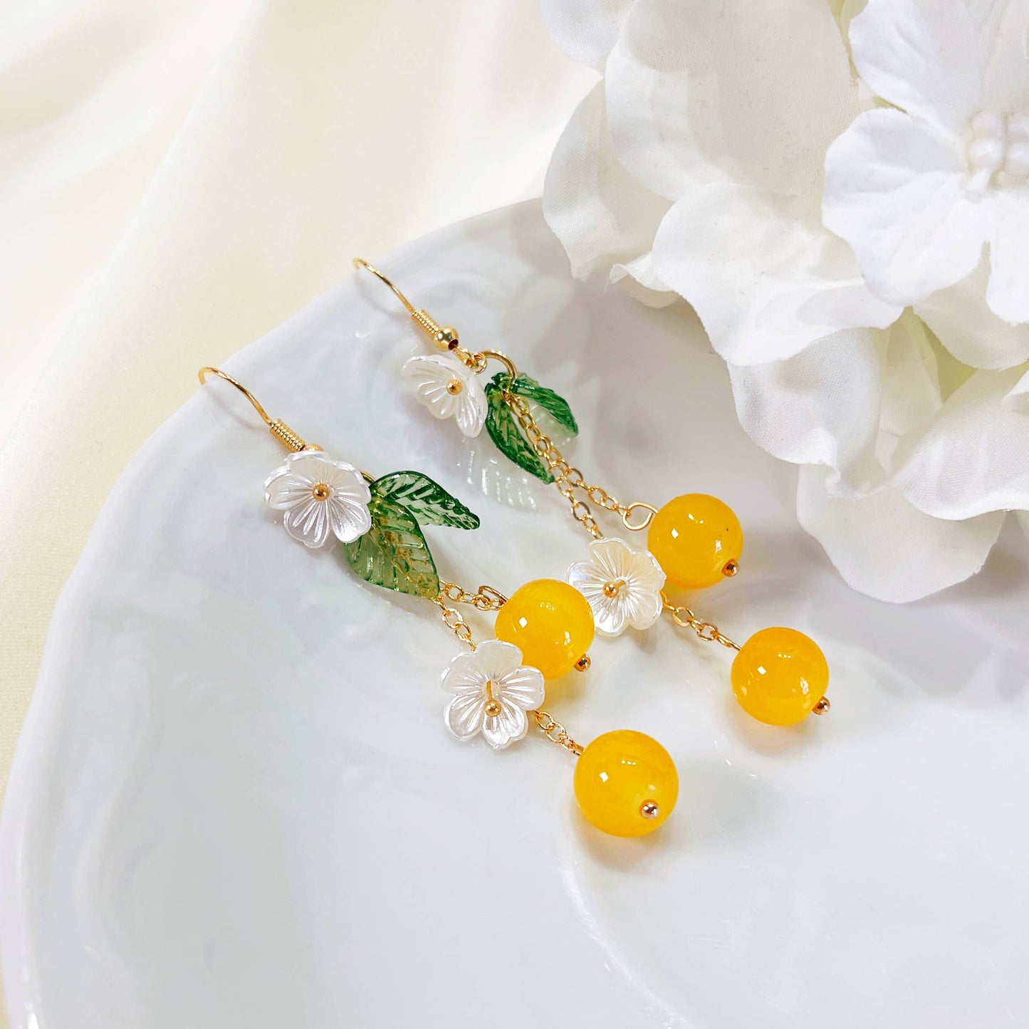 E227 glass beads earrings, dangle earrings, fruit earrings