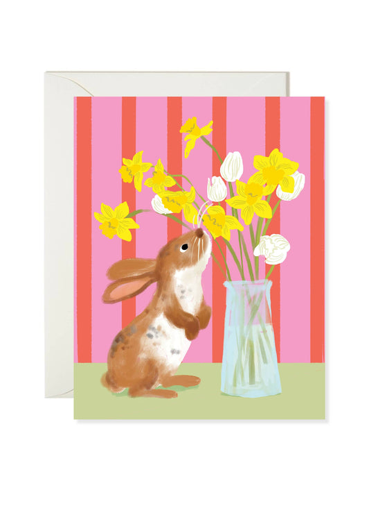 Bunny Daffodil Bouquet - Spring Bunny Card