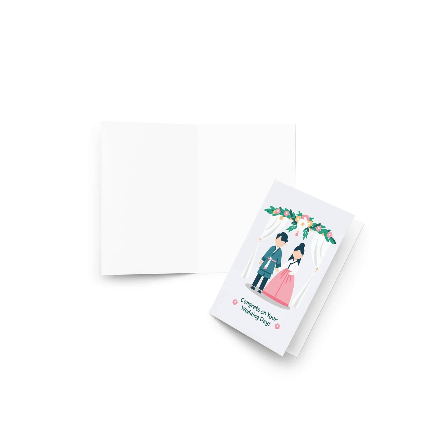 Korean Couple Asian Wedding Cards | Hanbok Floral Greeting Love Newlyweds
