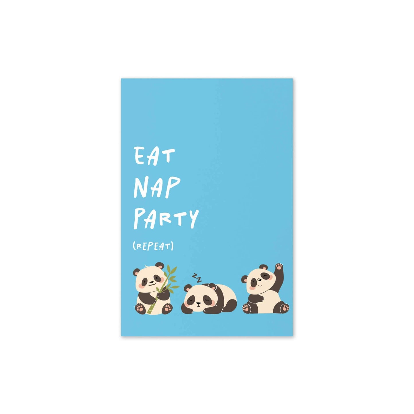 Eat Nap Party Birthday Card | Funny Aesthetic Chinese Panda Greeting Cards