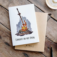 Load image into Gallery viewer, &quot;Congrats On Not Dying&quot; - Dark Souls Birthday Card For Gamer
