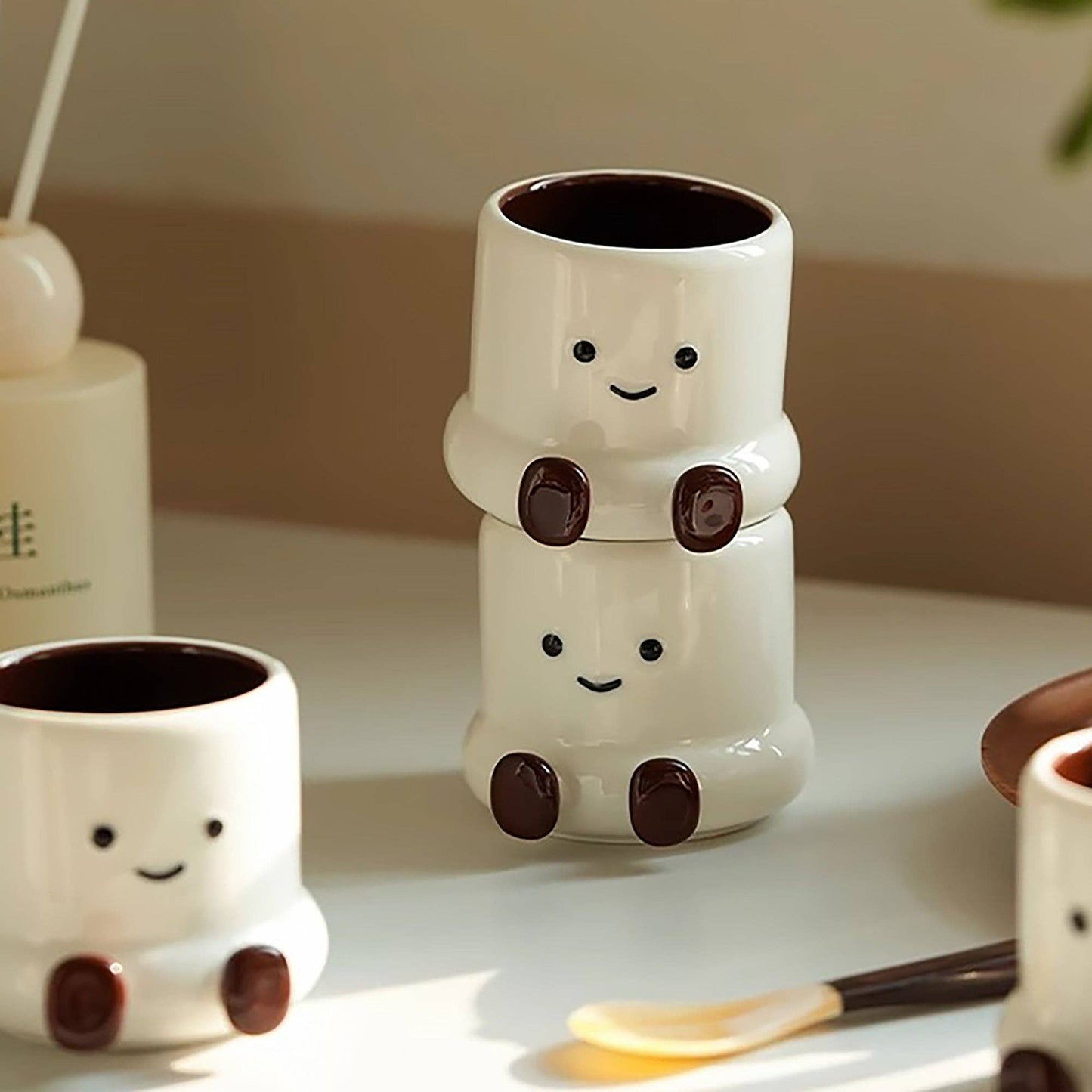 Cute smile pattern ceramic tea set