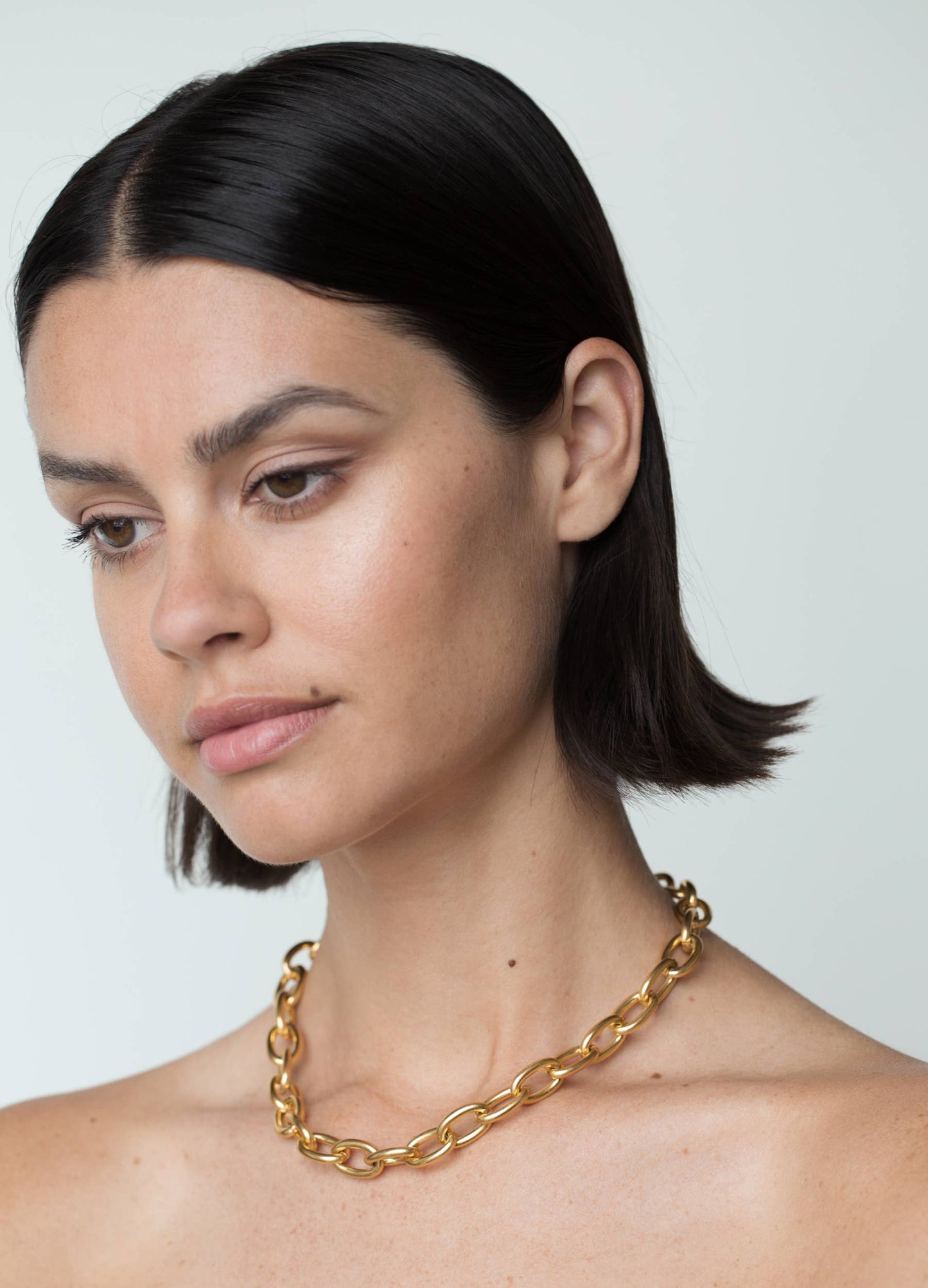 1993 Chain Necklace Bold 18K Gold Chain Round Link Statement