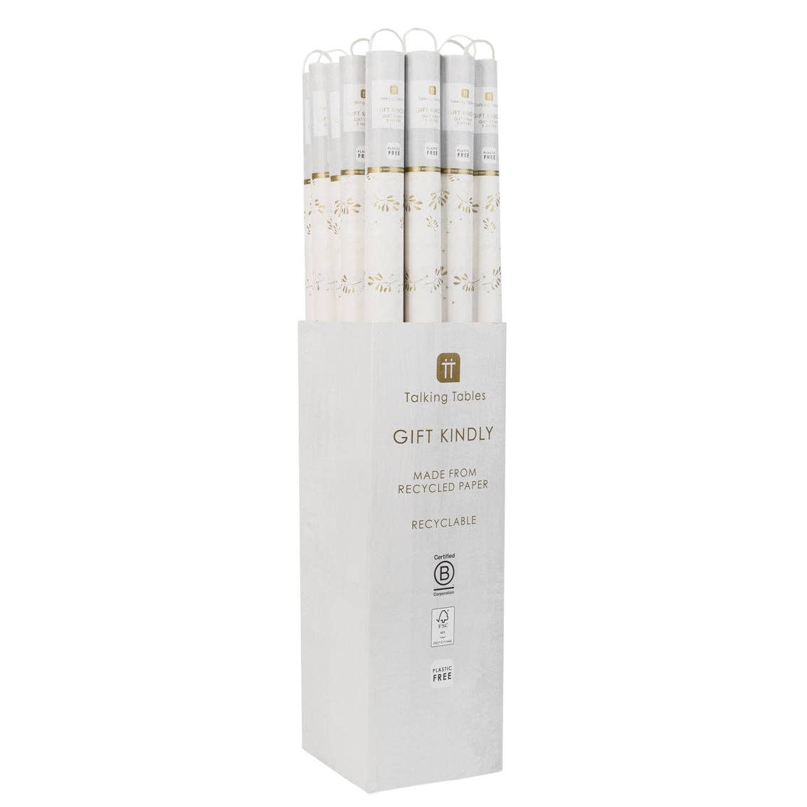 Mistletoe White Recycled Christmas Wrapping Paper | 3m |