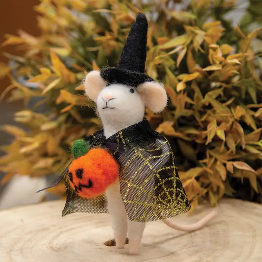 Felt Mouse Ornament - Felted Witch Mouse Ornament