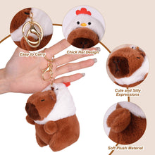 Load image into Gallery viewer, Capybara Chicken Hat Plush Keychain
