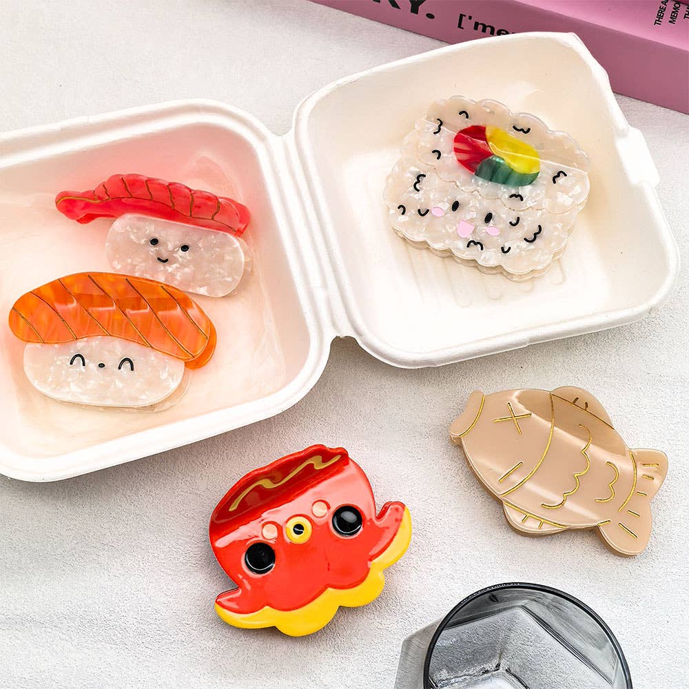Fun Sushi Series Hair Clip, Octopus Acetate Claw Clip