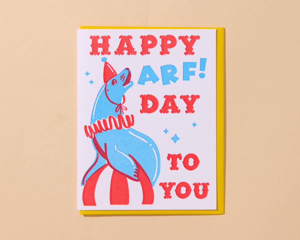 Letterpress Birthday Card - Happy ARF-day (Seal, Circus)