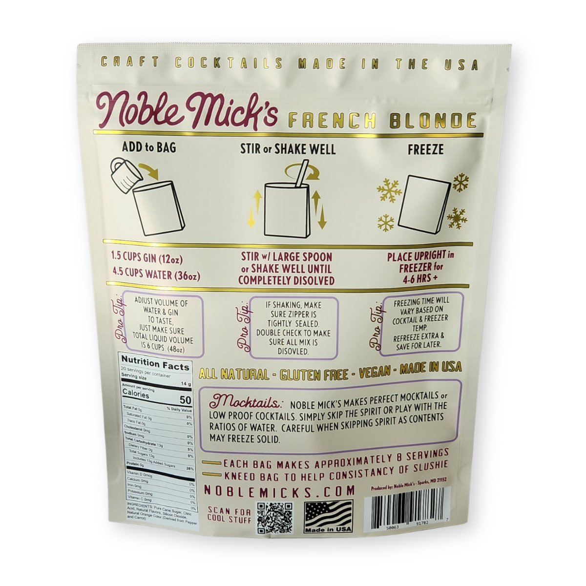 French Blonde Frozen Cocktail-Just add Water + Gin