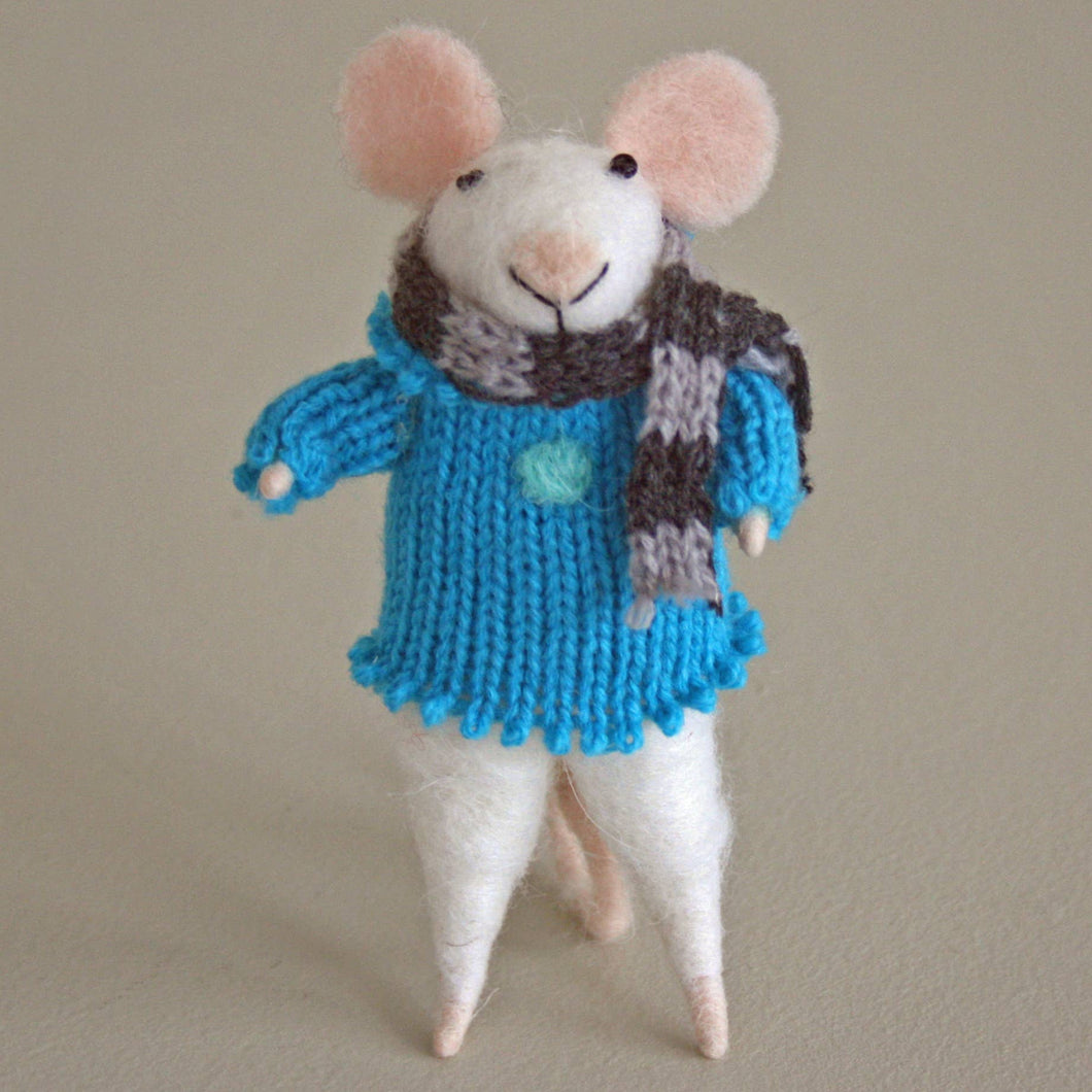 Felt Mouse Scarf And Blue Jumper