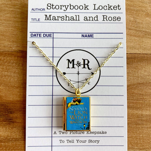 Book Locket Chronicles of Narnia - Blue with Aslan - Front & Company: Gift Store