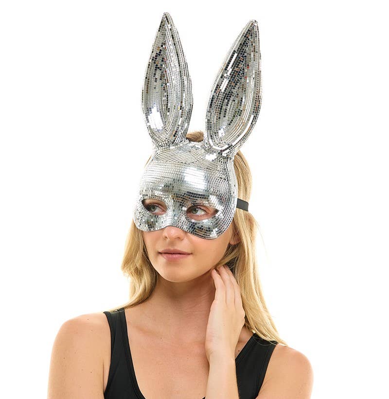 Silver Mirror Bunny Mask