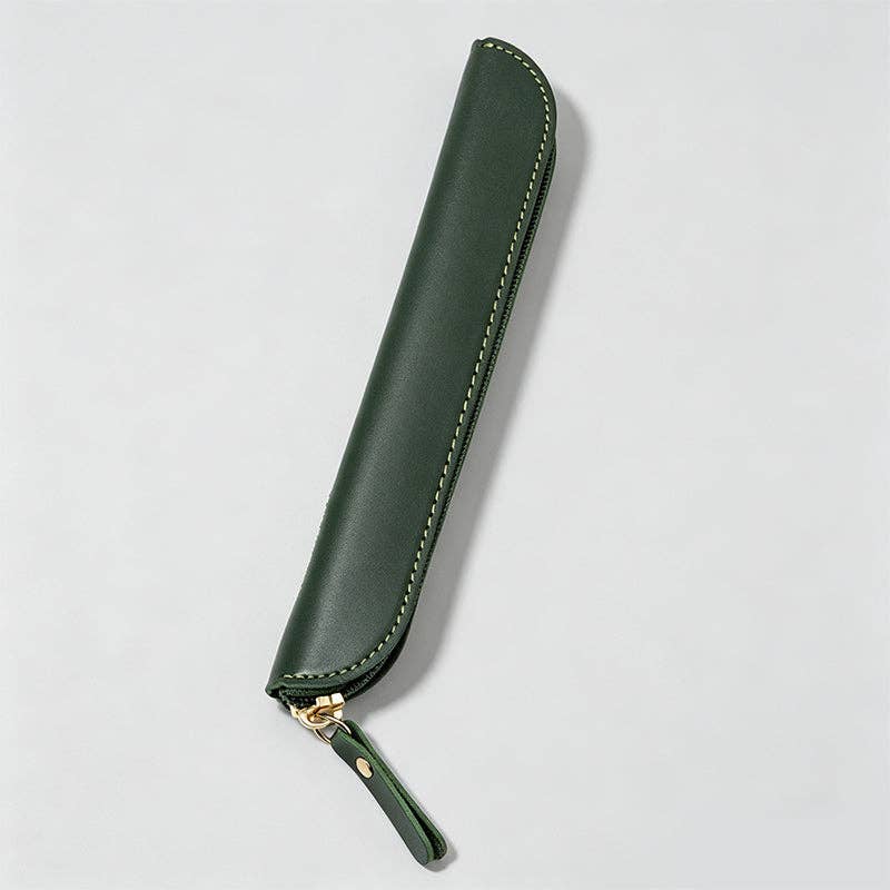 Minimalist Solid Color Faux Leather Pencil Case