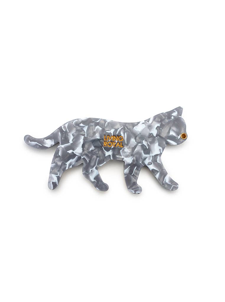 Swing-Hinge Folding Compact Mirror - Cat - Gray & White