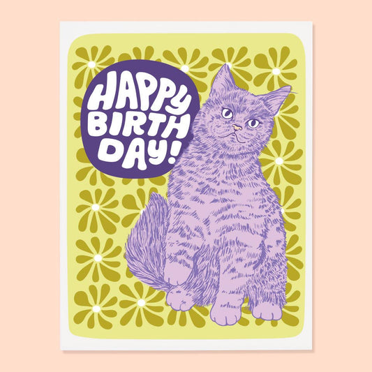 Floral Cat Bday - Card