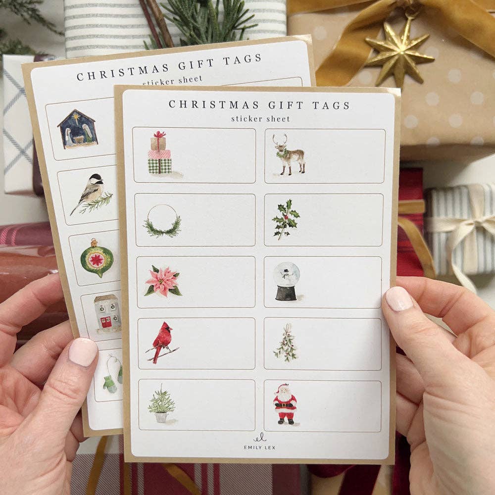 Christmas gift tag sticker sheets